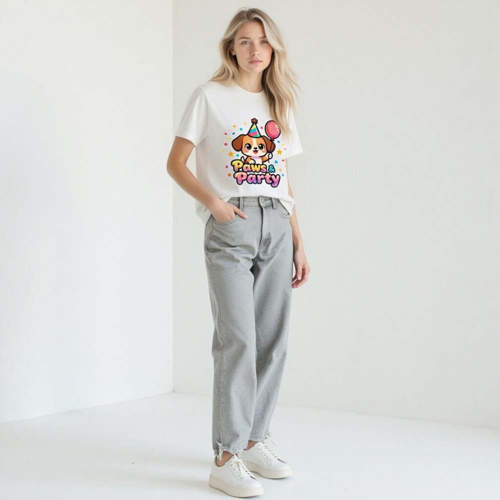 Unisex Organic Cotton T-Shirt | Paws & Party Puppy Birthday Shirt - Image 8