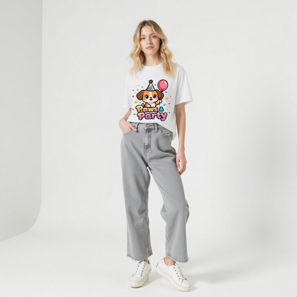 Unisex Organic Cotton T-Shirt | Paws & Party Puppy Birthday Shirt - Image 9