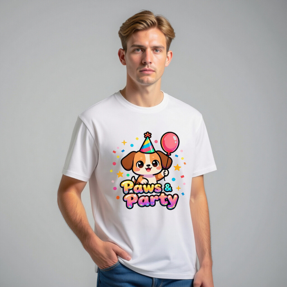 Unisex Organic Cotton T-Shirt | Paws & Party Puppy Birthday Shirt - Image 10