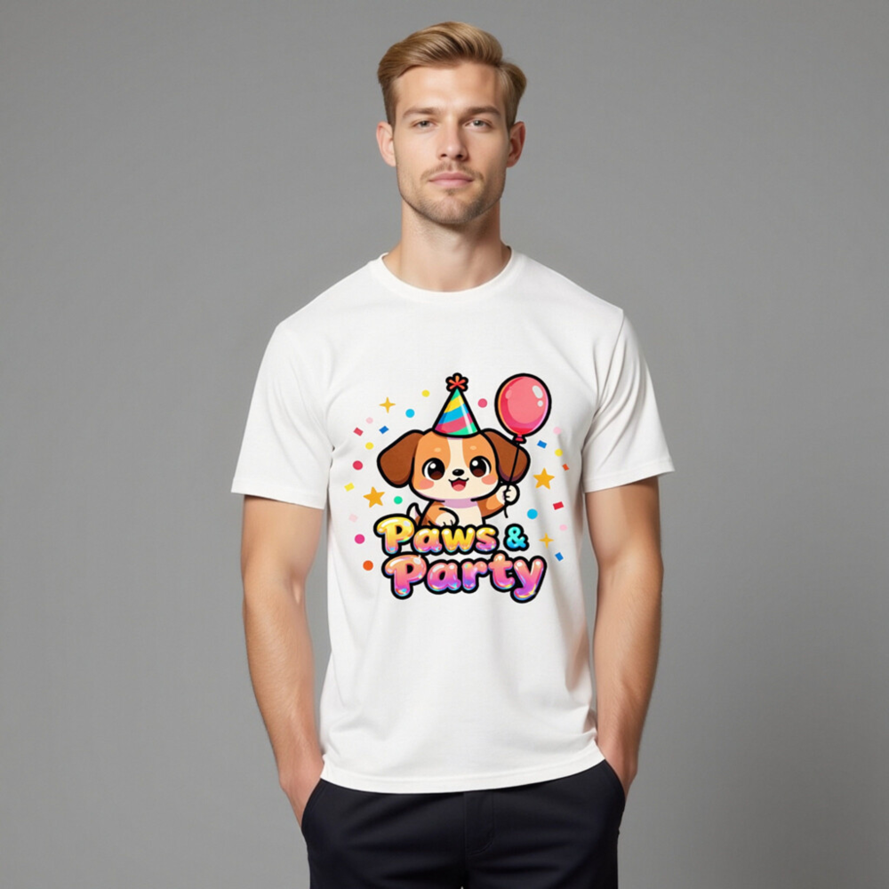 Unisex Organic Cotton T-Shirt | Paws & Party Puppy Birthday Shirt - Image 11