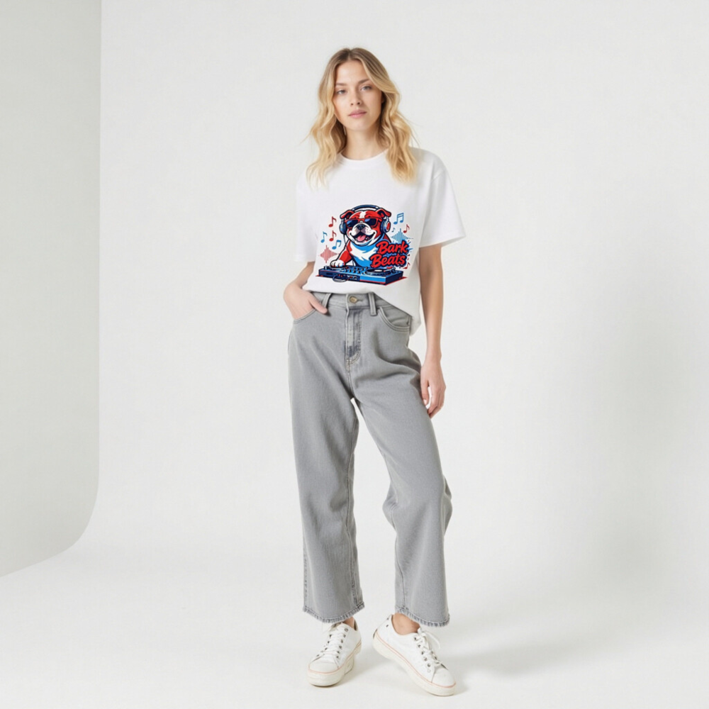 Unisex Organic Cotton T-Shirt | Bark Beats DJ Bulldog Graphic Tee - Image 9
