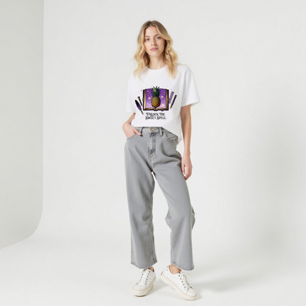 Unisex Organic Cotton T-Shirt | Pineapple Spell Book Design - Unlock the Sweet Spell - Image 9