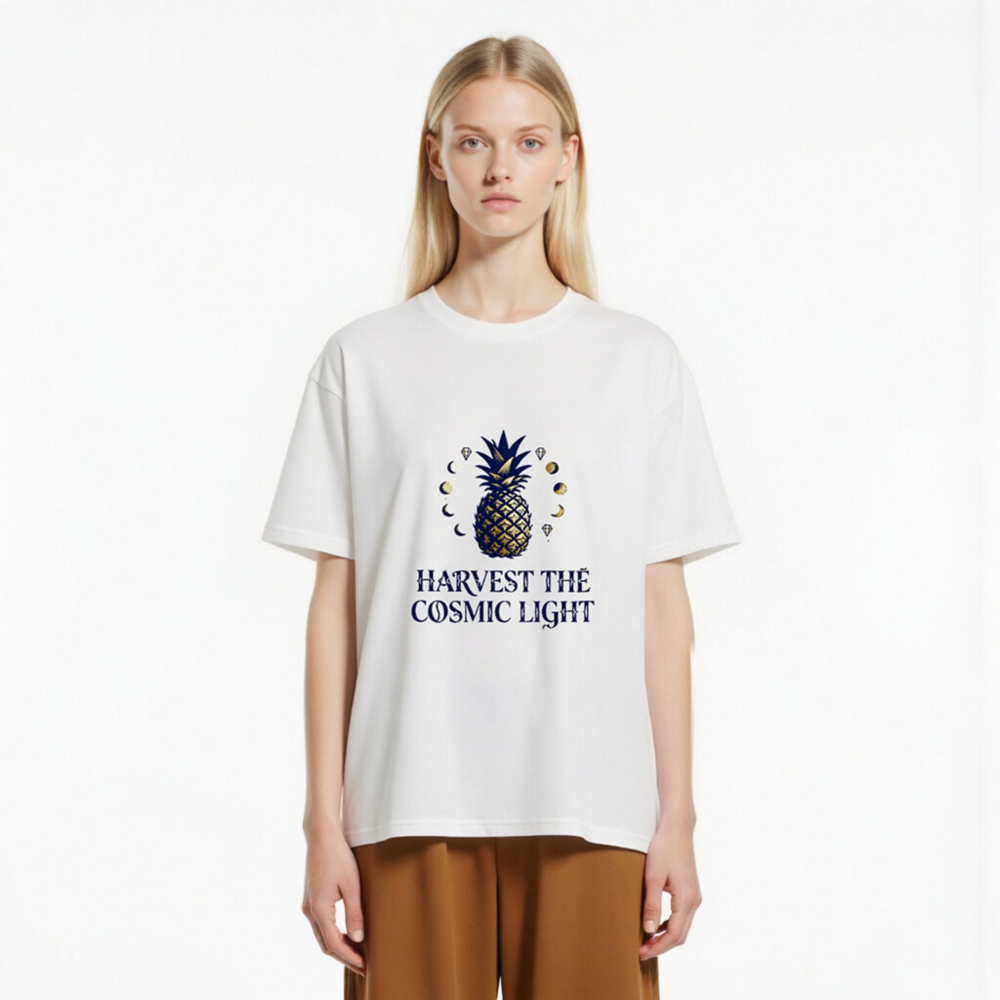 Unisex Organic Cotton T-Shirt | Harvest the Cosmic Light Pineapple Graphic - Image 2