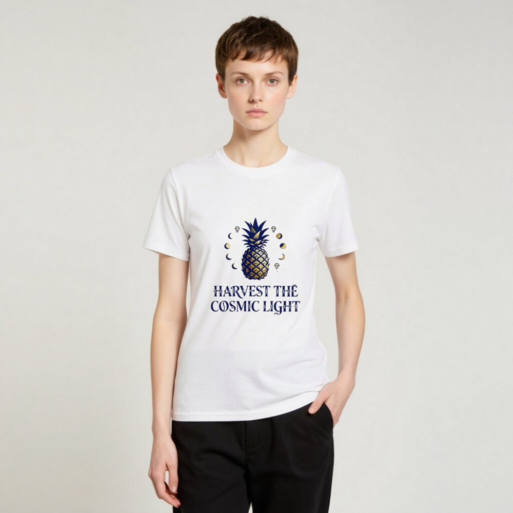 Unisex Organic Cotton T-Shirt | Harvest the Cosmic Light Pineapple Graphic - Image 3