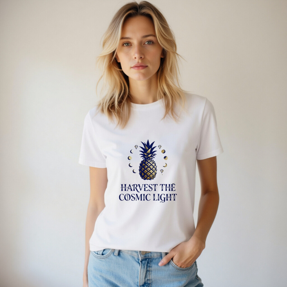 Unisex Organic Cotton T-Shirt | Harvest the Cosmic Light Pineapple Graphic - Image 6