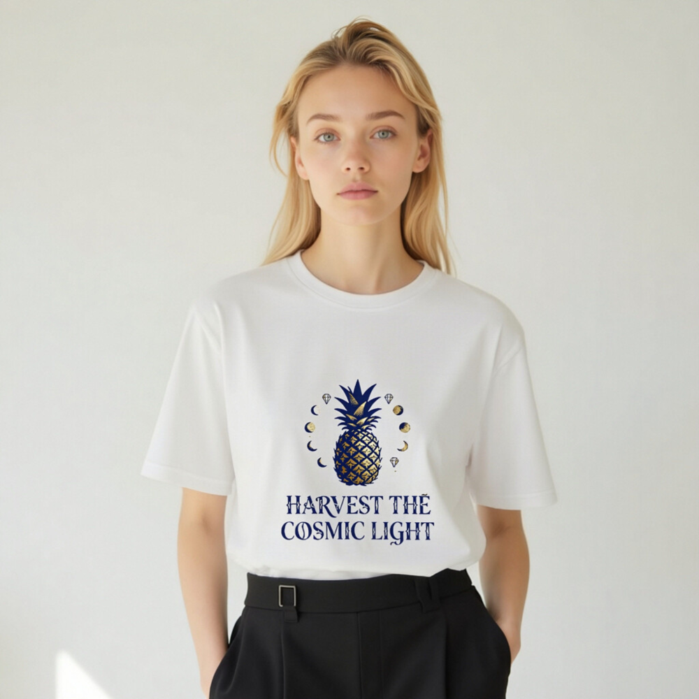 Unisex Organic Cotton T-Shirt | Harvest the Cosmic Light Pineapple Graphic - Image 7
