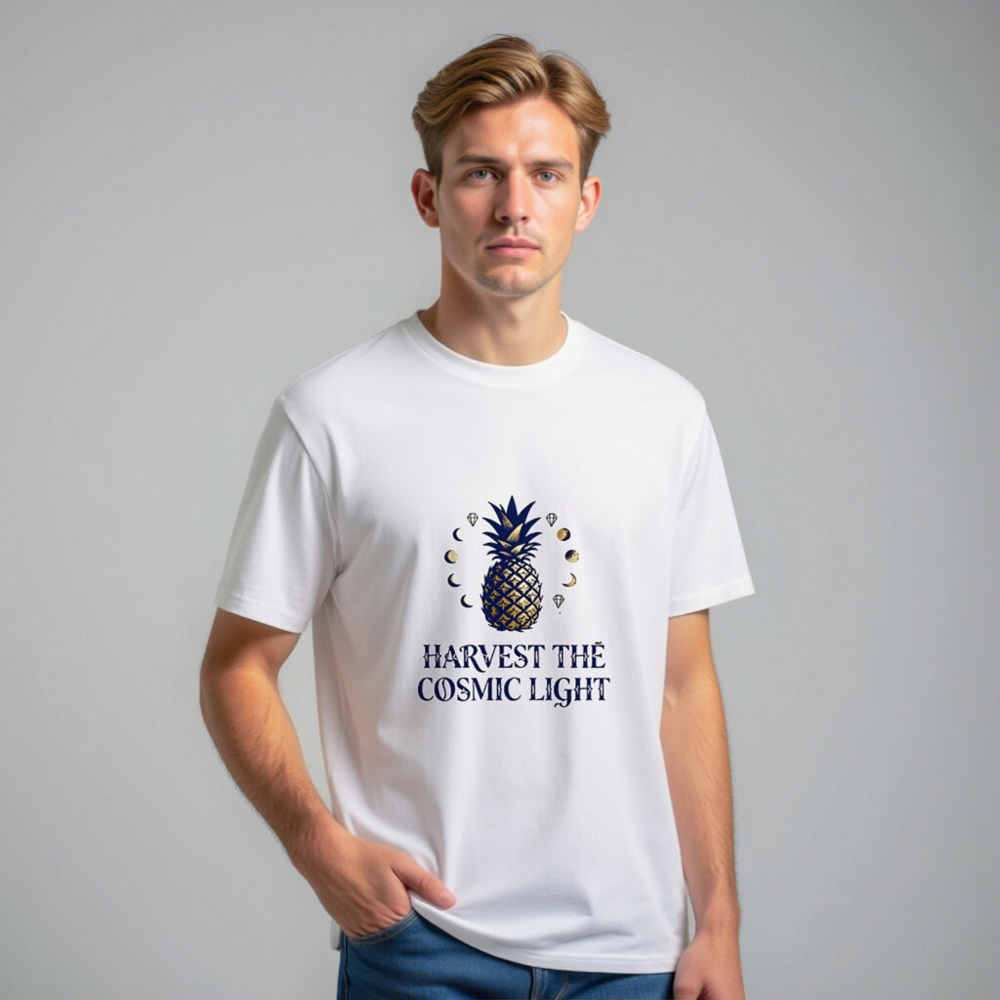 Unisex Organic Cotton T-Shirt | Harvest the Cosmic Light Pineapple Graphic - Image 10