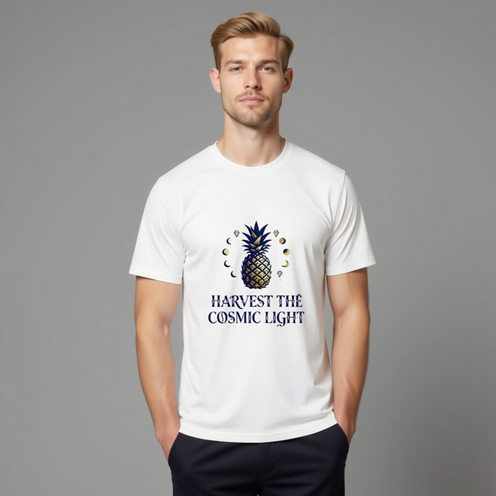 Unisex Organic Cotton T-Shirt | Harvest the Cosmic Light Pineapple Graphic - Image 11