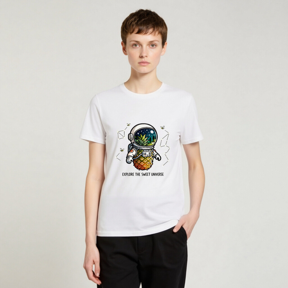Pineapple Astronaut T-Shirt | Unisex Organic Cotton Tee - Explore the Sweet Universe - Image 3