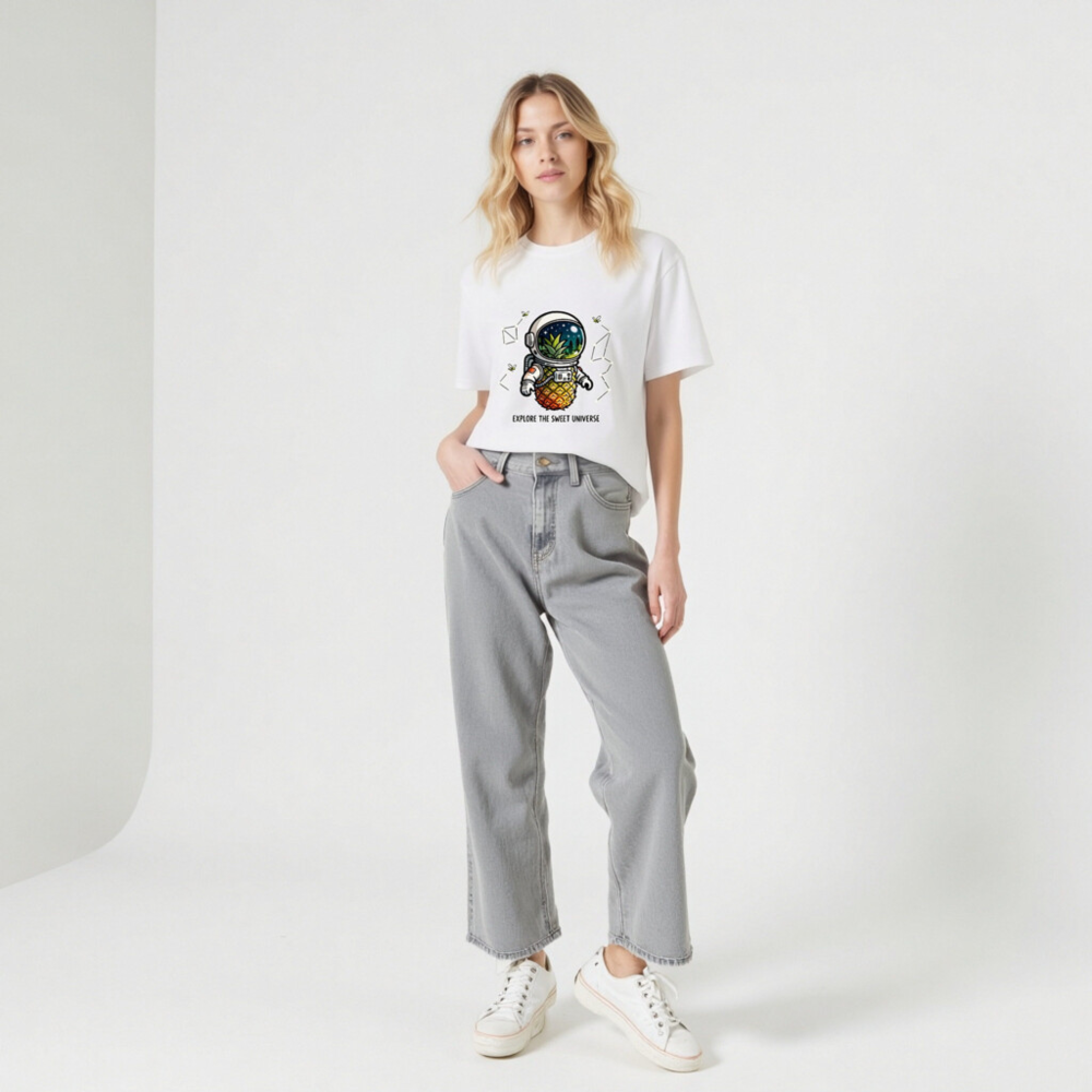 Pineapple Astronaut T-Shirt | Unisex Organic Cotton Tee - Explore the Sweet Universe - Image 9