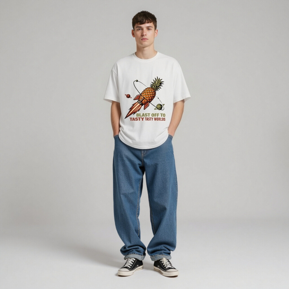 Pineapple Rocket T-Shirt - Blast Off to Tasty Tasty Worlds Unisex Organic Cotton Tee - Image 5