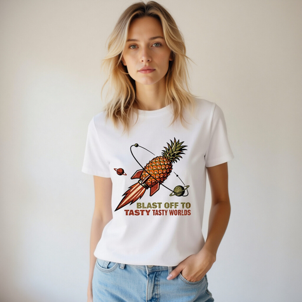 Pineapple Rocket T-Shirt - Blast Off to Tasty Tasty Worlds Unisex Organic Cotton Tee - Image 6