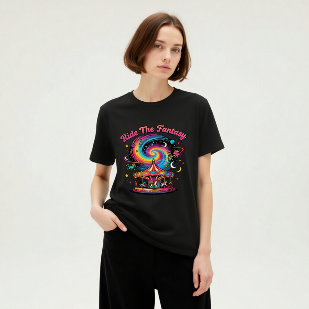 Unisex Organic Cotton T-Shirt | Ride The Fantasy Carousel Design - Image 6