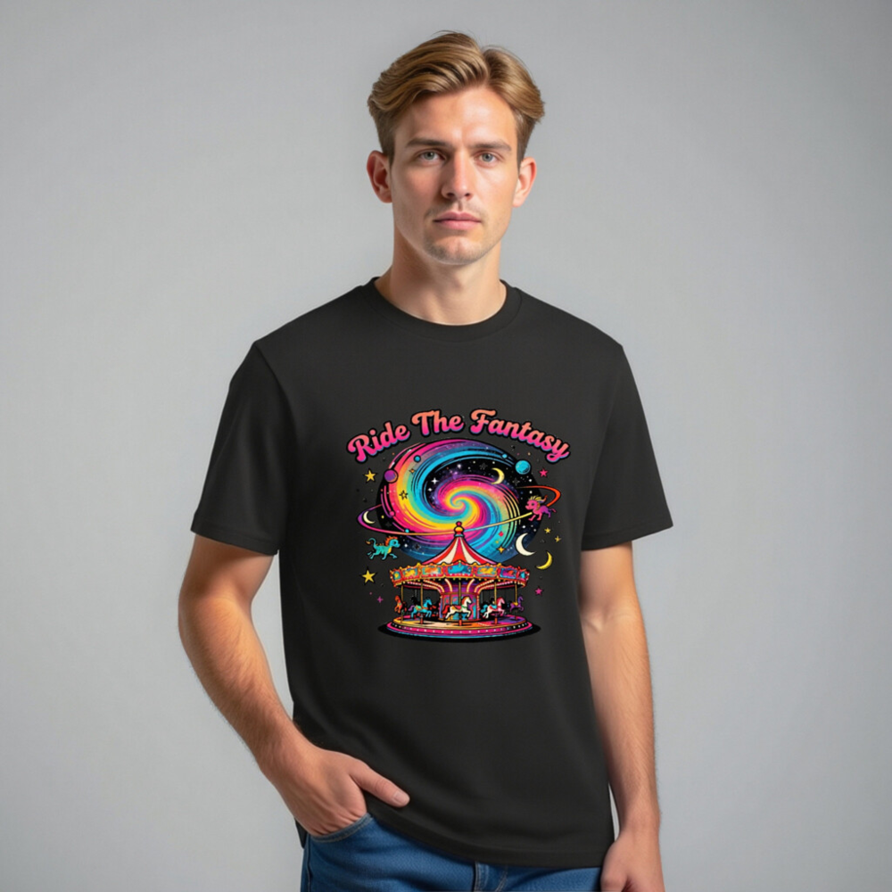 Unisex Organic Cotton T-Shirt | Ride The Fantasy Carousel Design - Image 9