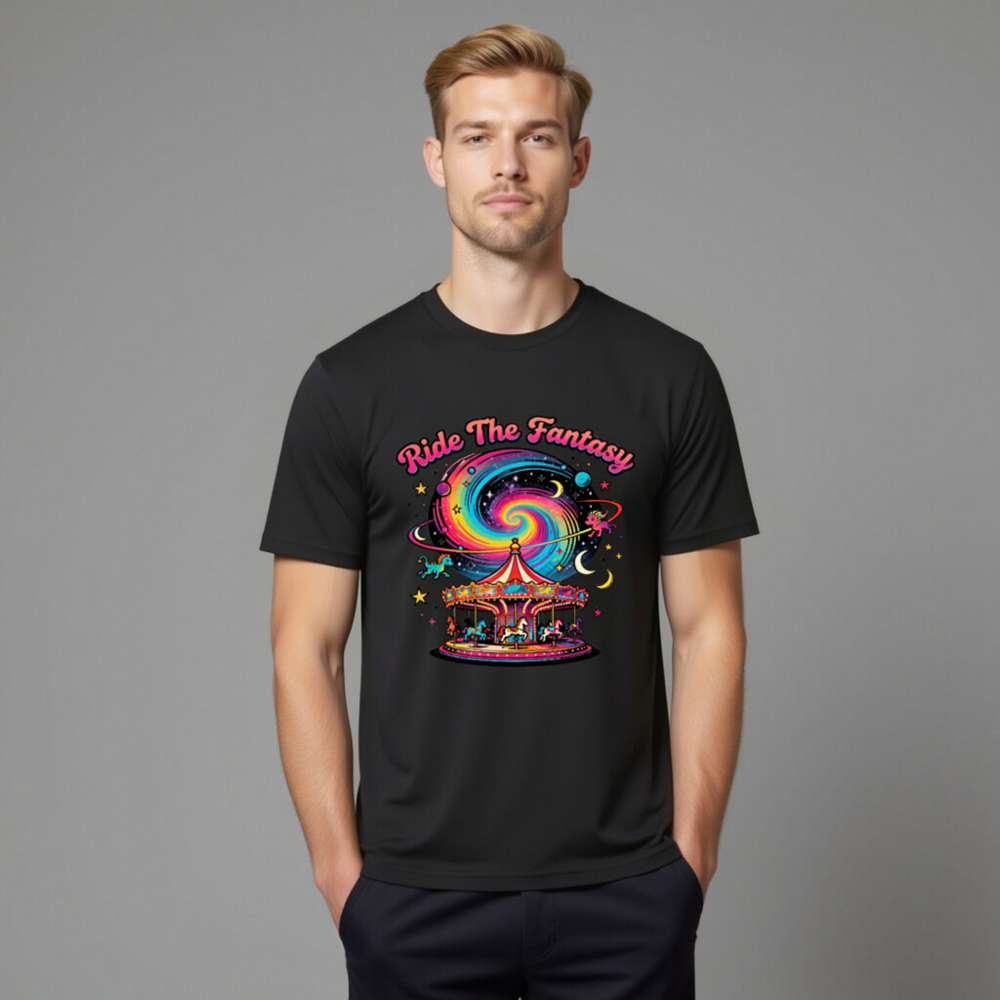Unisex Organic Cotton T-Shirt | Ride The Fantasy Carousel Design - Image 10
