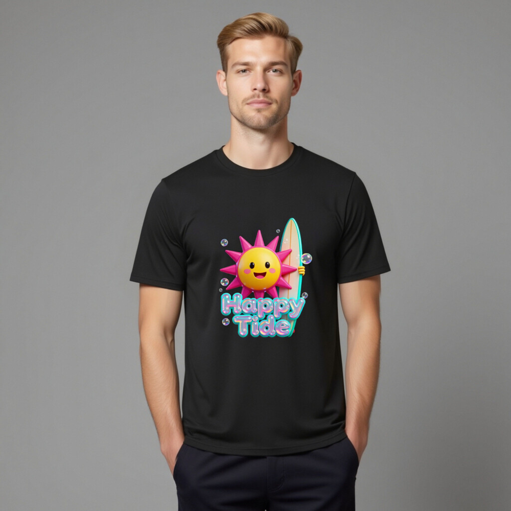 Unisex Organic Cotton T-Shirt | Happy Tide Sun Surf Graphic Tee - Image 10