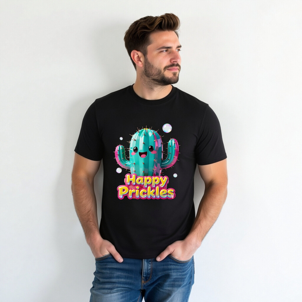 Unisex Organic Cotton T-Shirt | Happy Prickles Cactus Graphic Tee - Image 3
