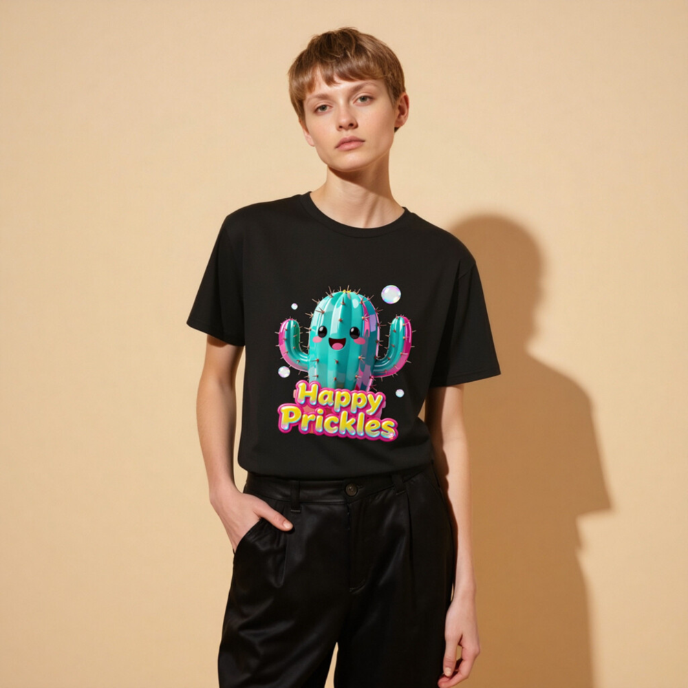 Unisex Organic Cotton T-Shirt | Happy Prickles Cactus Graphic Tee - Image 7