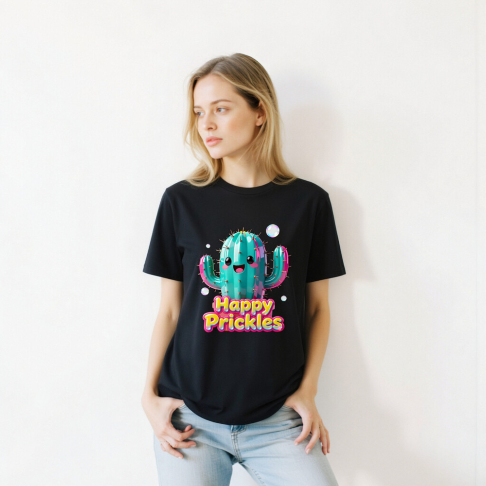 Unisex Organic Cotton T-Shirt | Happy Prickles Cactus Graphic Tee - Image 8