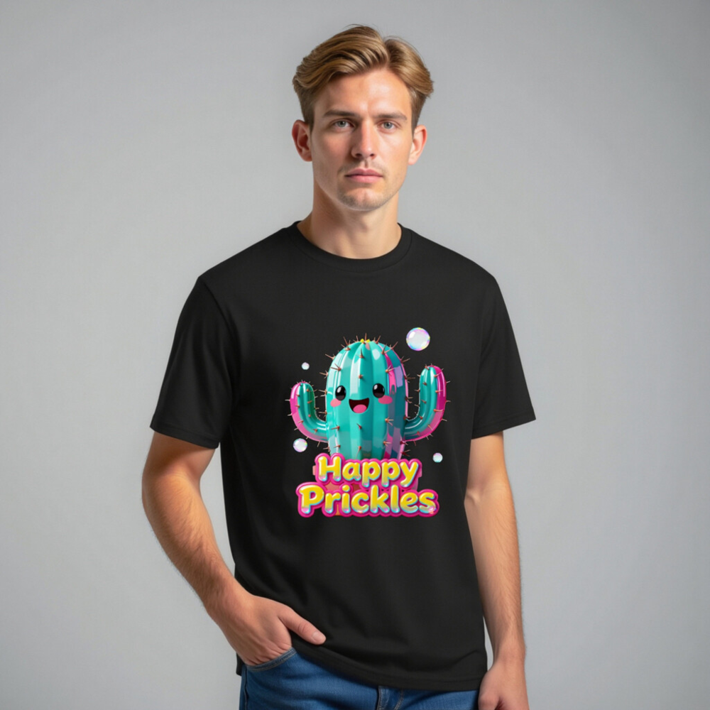 Unisex Organic Cotton T-Shirt | Happy Prickles Cactus Graphic Tee - Image 9