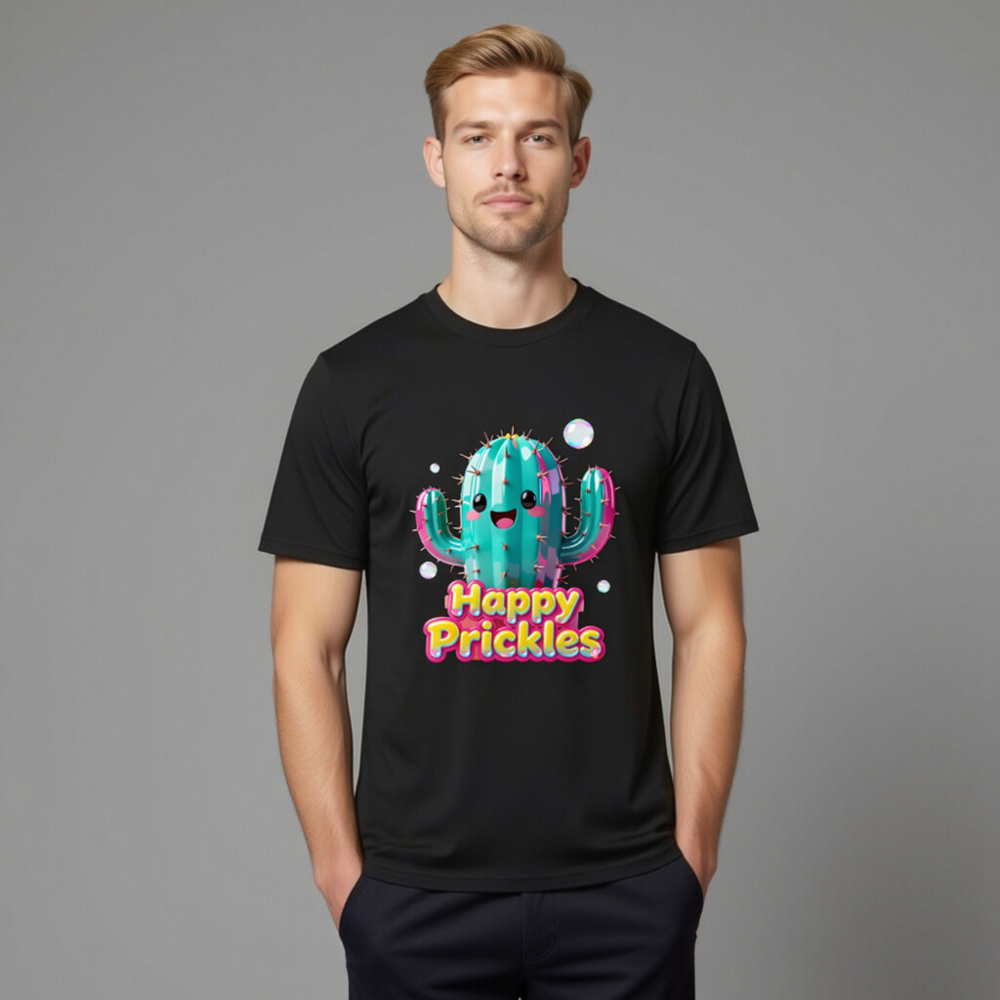 Unisex Organic Cotton T-Shirt | Happy Prickles Cactus Graphic Tee - Image 10