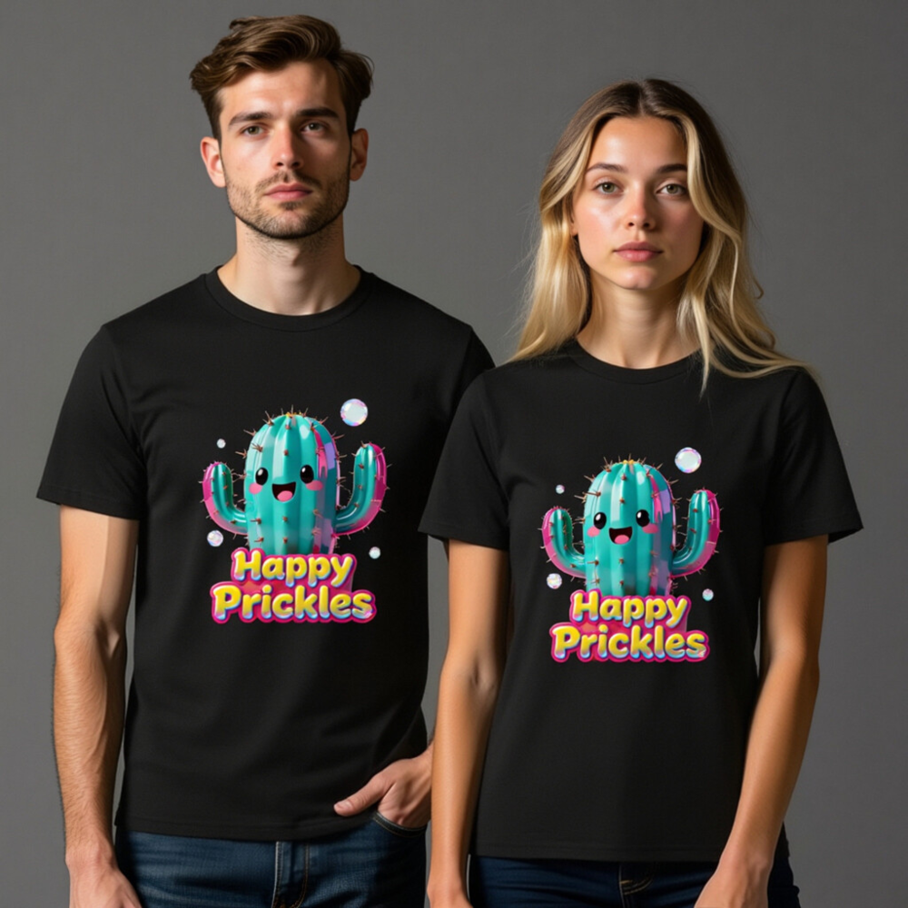 Unisex Organic Cotton T-Shirt | Happy Prickles Cactus Graphic Tee - Image 11