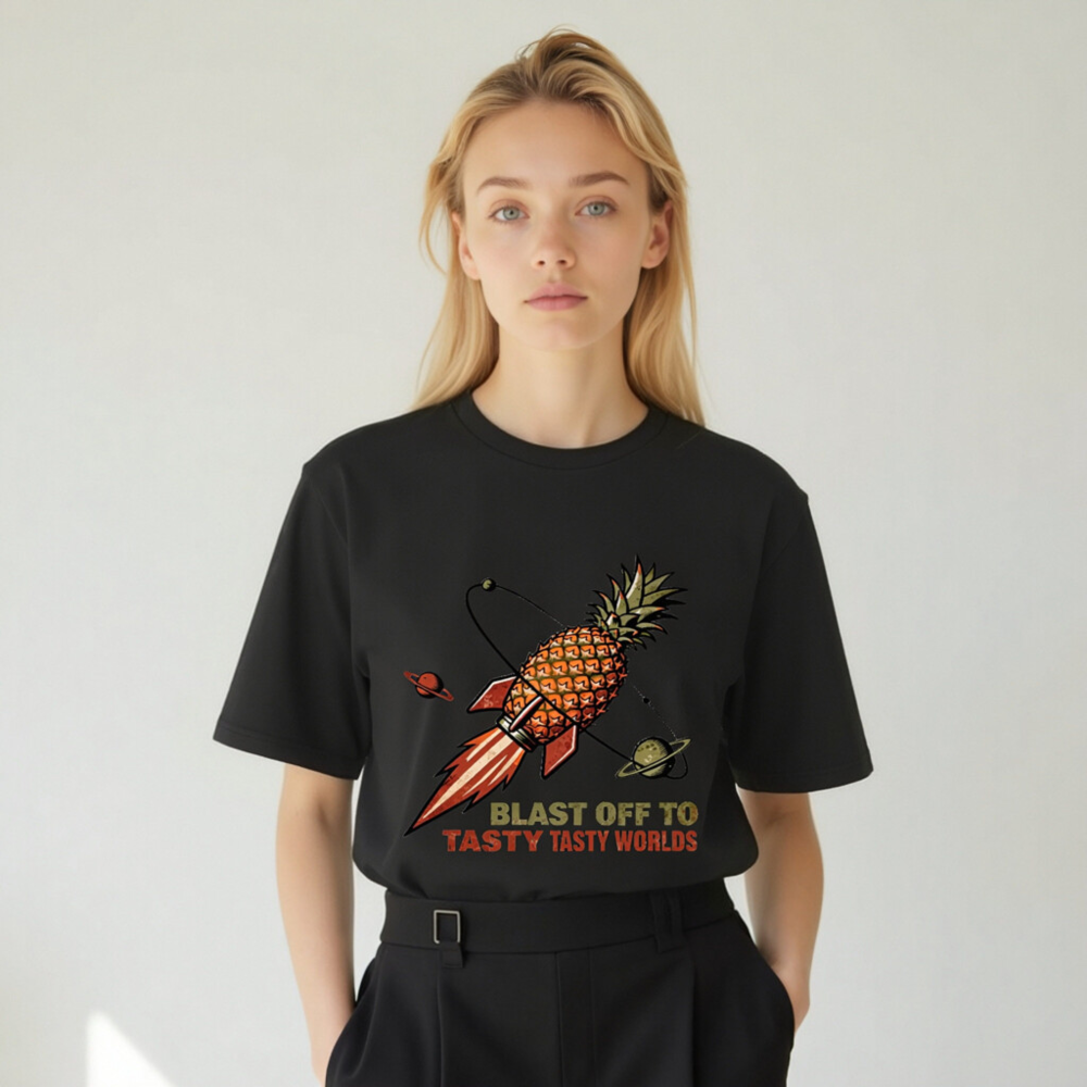 Pineapple Rocket T-Shirt - Blast Off to Tasty Tasty Worlds | Unisex Organic Cotton - Image 4