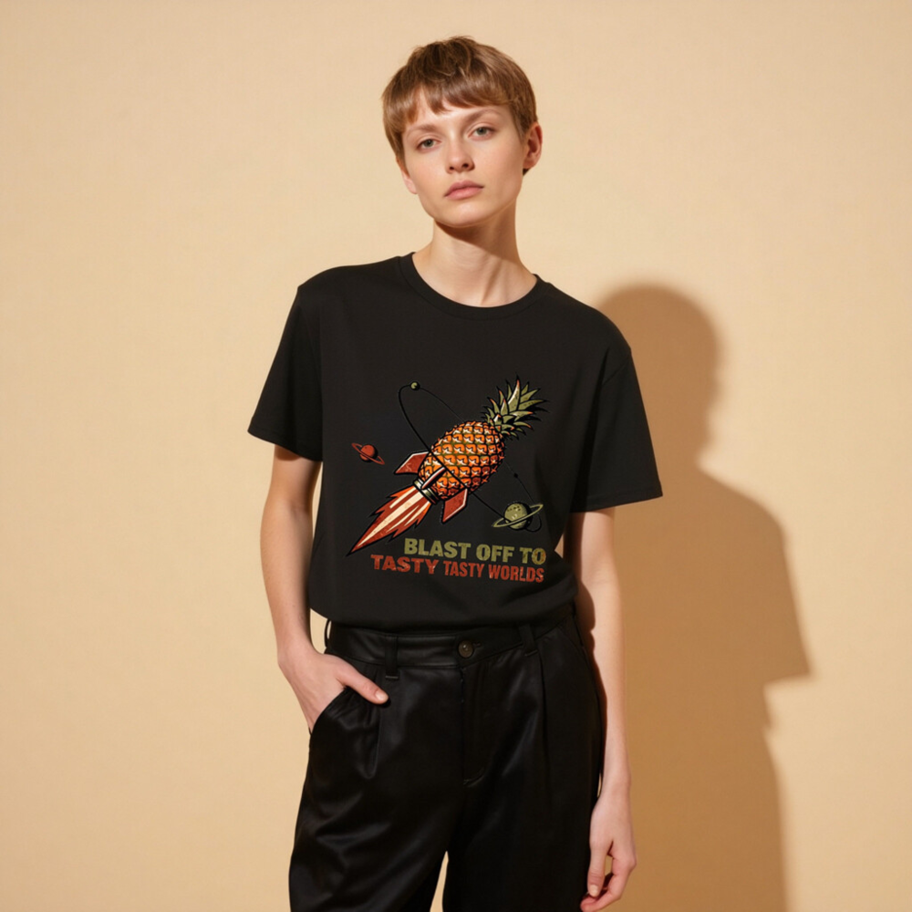Pineapple Rocket T-Shirt - Blast Off to Tasty Tasty Worlds | Unisex Organic Cotton - Image 7