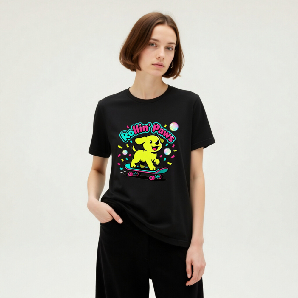 Rollin' Paws Unisex T-Shirt - Yellow Puppy Skateboard Design - Image 7