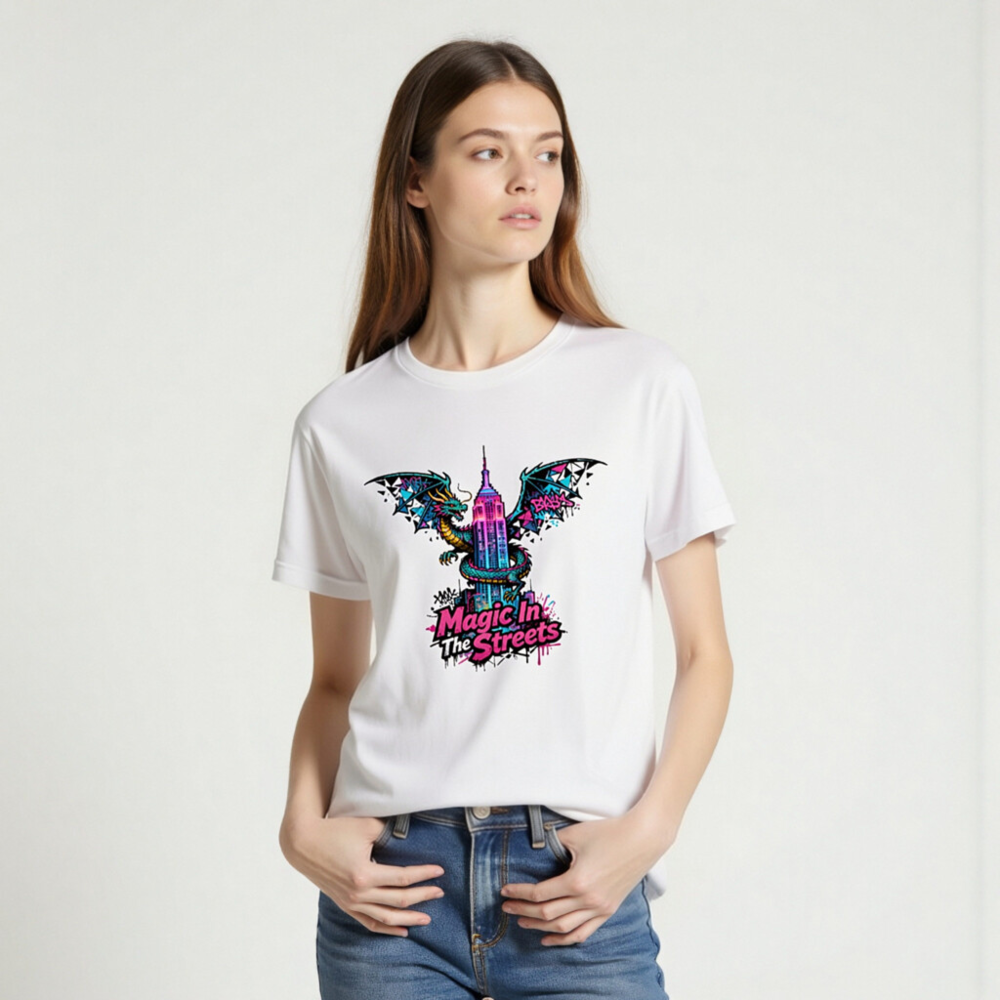 Unisex Staple T-Shirt | Magic In The Streets Dragon & Empire State Building Graphic - Image 2