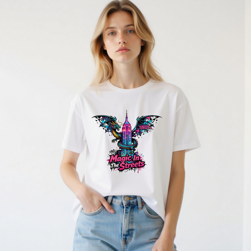 Unisex Staple T-Shirt | Magic In The Streets Dragon & Empire State Building Graphic - Image 3