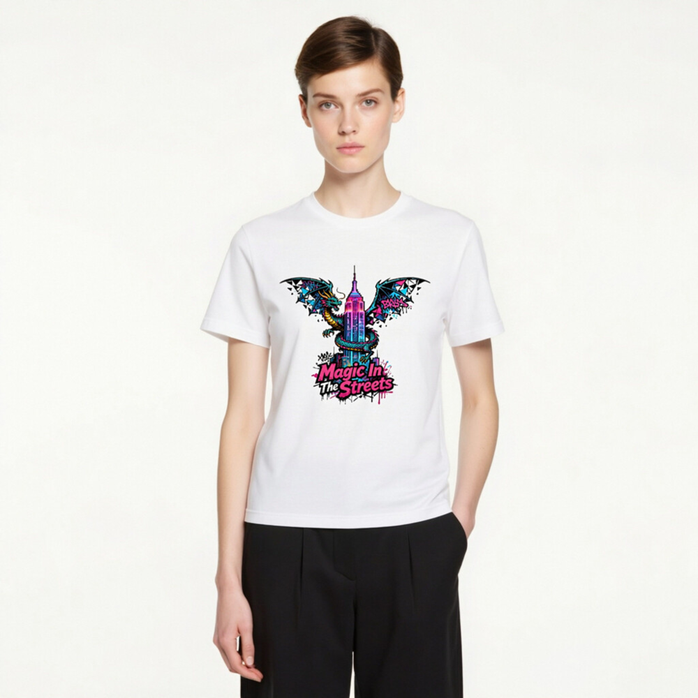 Unisex Staple T-Shirt | Magic In The Streets Dragon & Empire State Building Graphic - Image 4