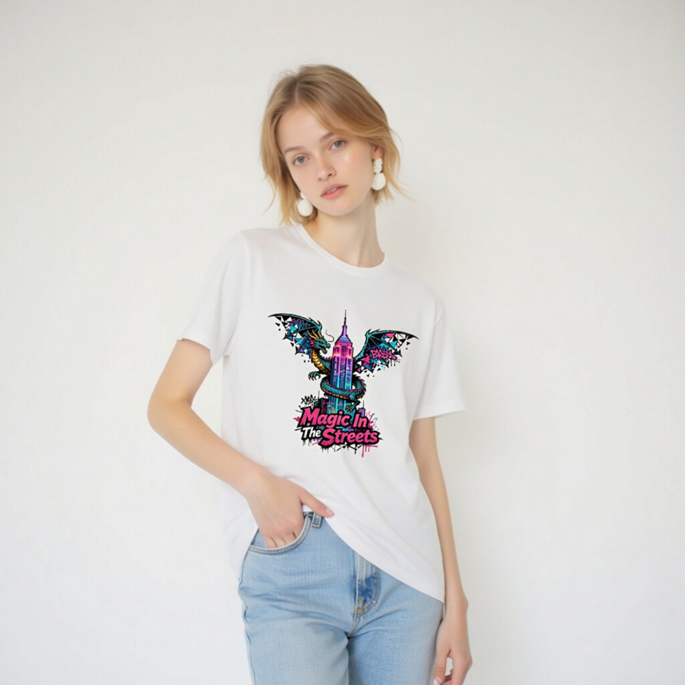 Unisex Staple T-Shirt | Magic In The Streets Dragon & Empire State Building Graphic - Image 5