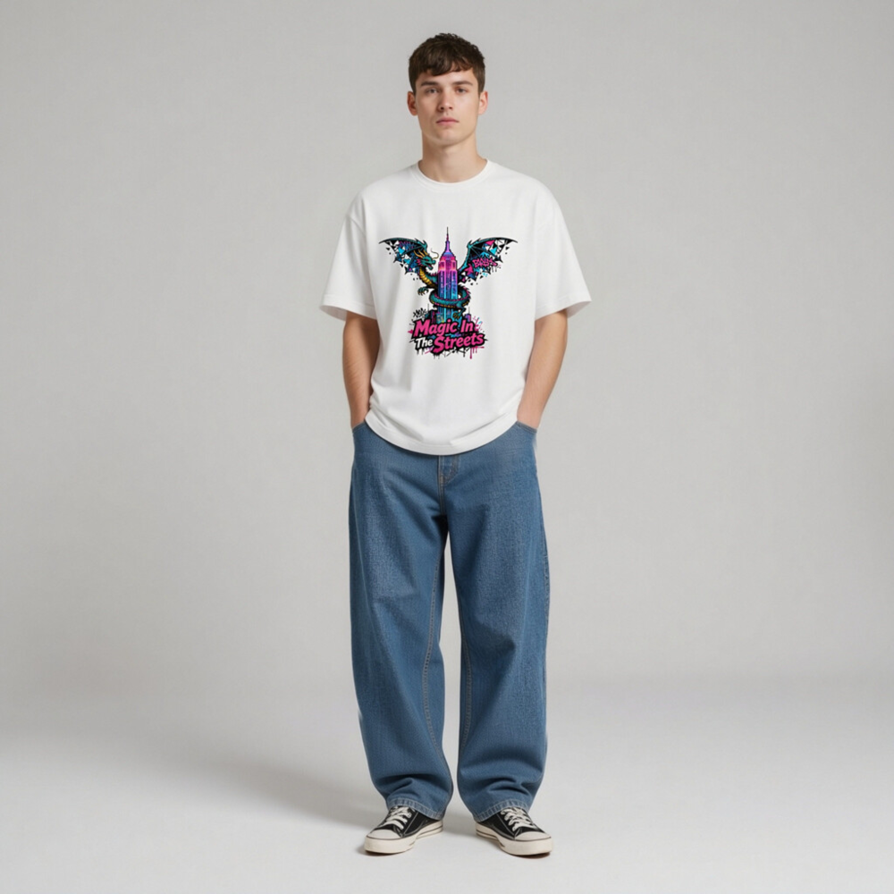 Unisex Staple T-Shirt | Magic In The Streets Dragon & Empire State Building Graphic - Image 6