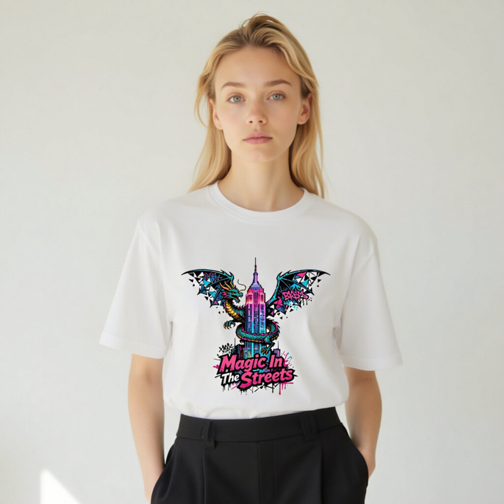 Unisex Staple T-Shirt | Magic In The Streets Dragon & Empire State Building Graphic - Image 7