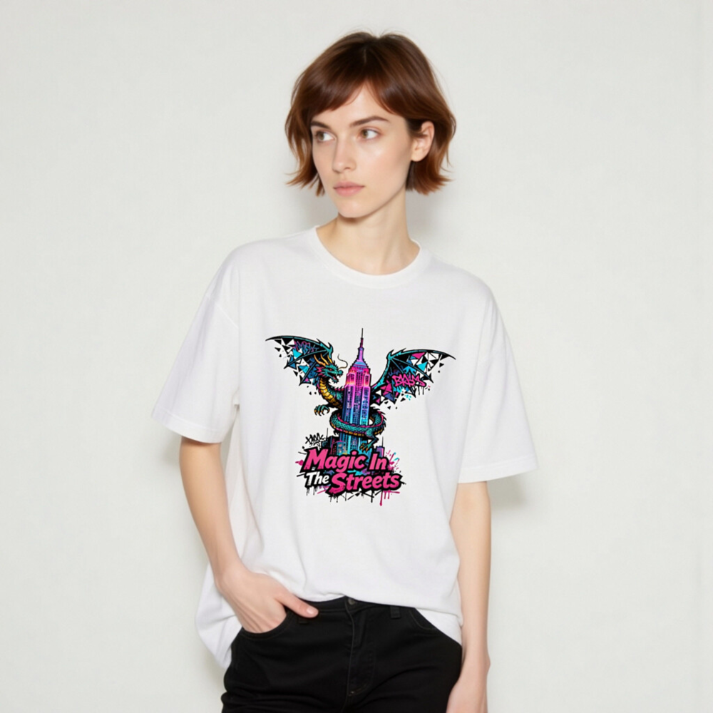 Unisex Staple T-Shirt | Magic In The Streets Dragon & Empire State Building Graphic - Image 8