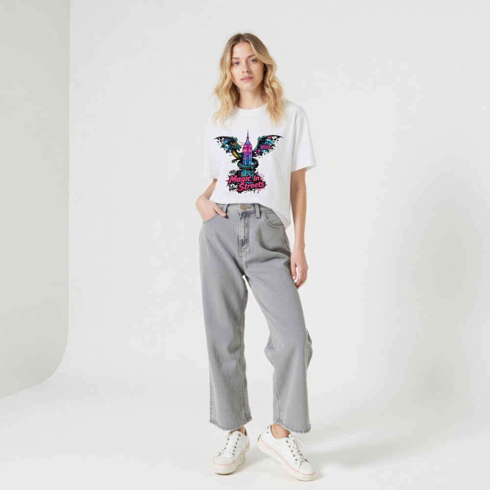 Unisex Staple T-Shirt | Magic In The Streets Dragon & Empire State Building Graphic - Image 9