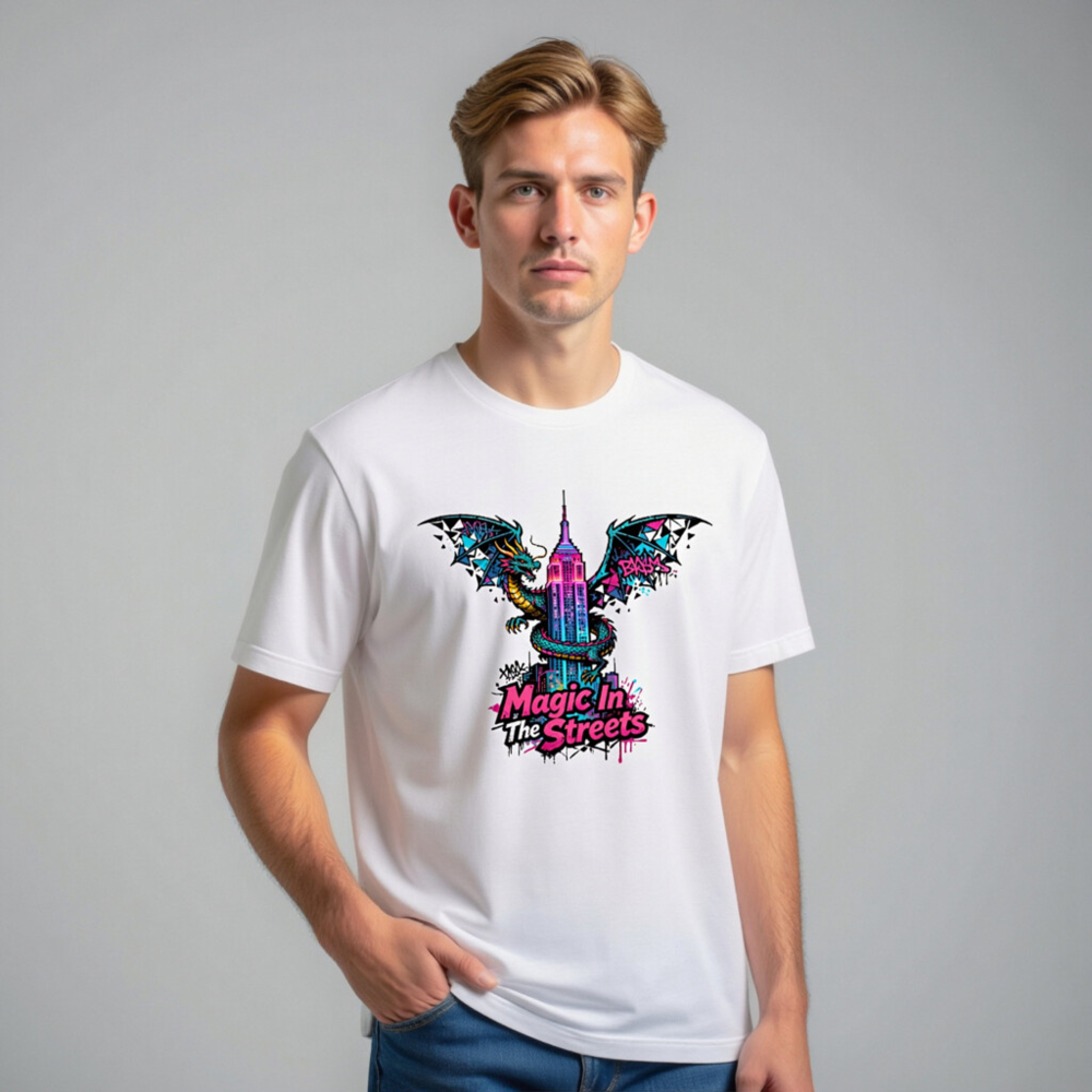 Unisex Staple T-Shirt | Magic In The Streets Dragon & Empire State Building Graphic - Image 10