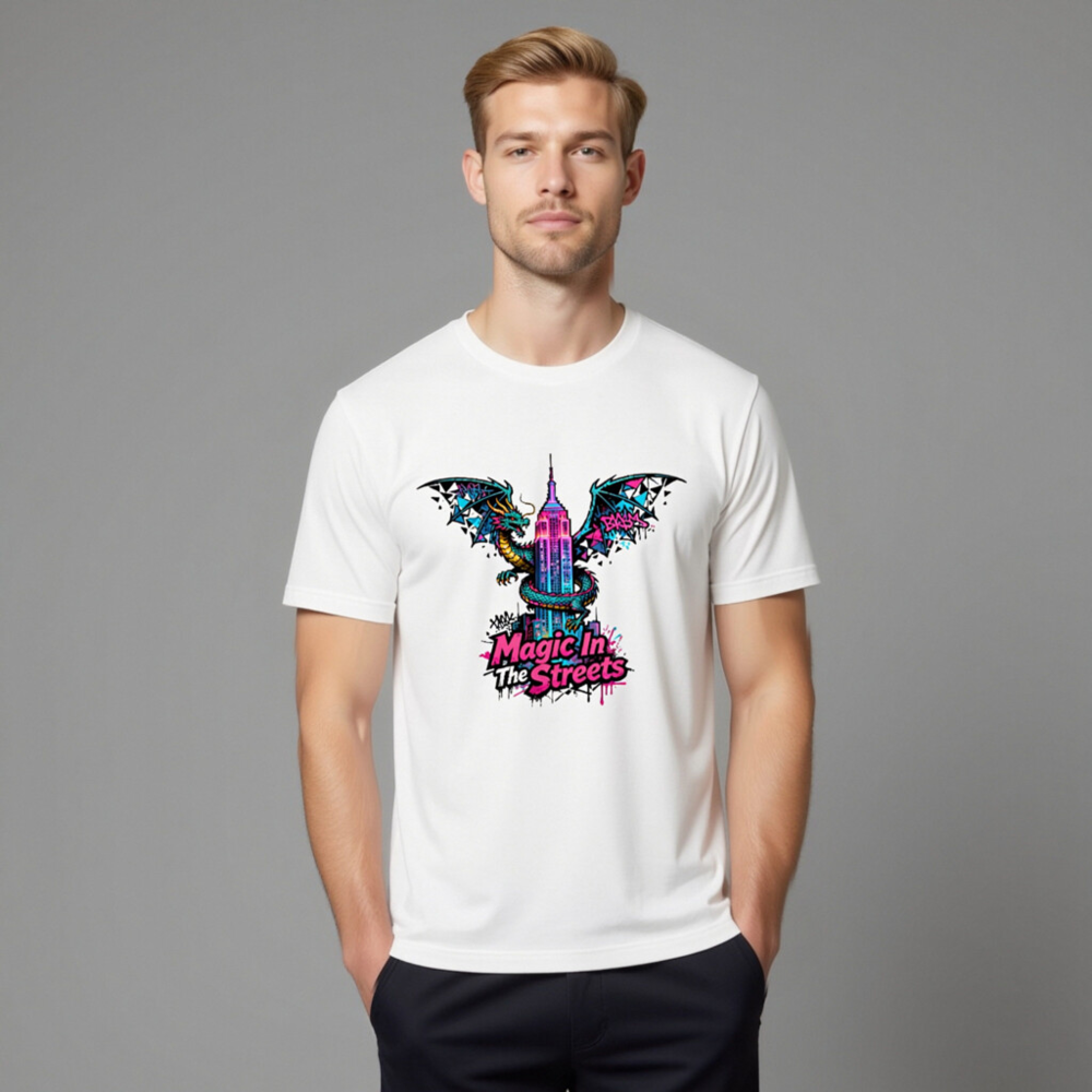 Unisex Staple T-Shirt | Magic In The Streets Dragon & Empire State Building Graphic - Image 11