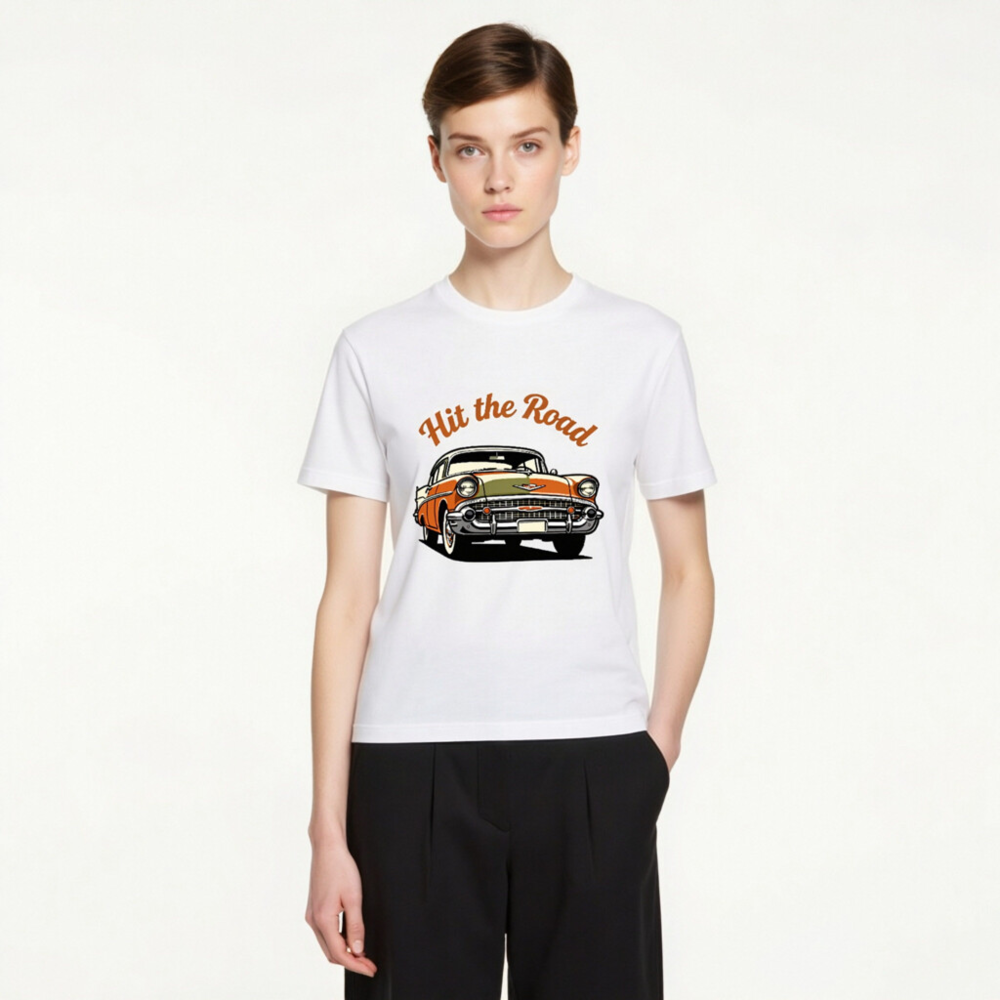 Unisex Staple T-Shirt - Hit the Road Classic Car Graphic Tee - Image 4