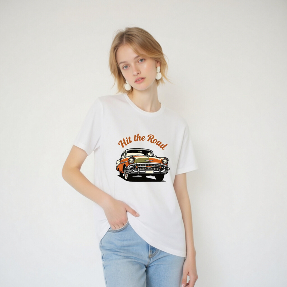 Unisex Staple T-Shirt - Hit the Road Classic Car Graphic Tee - Image 5