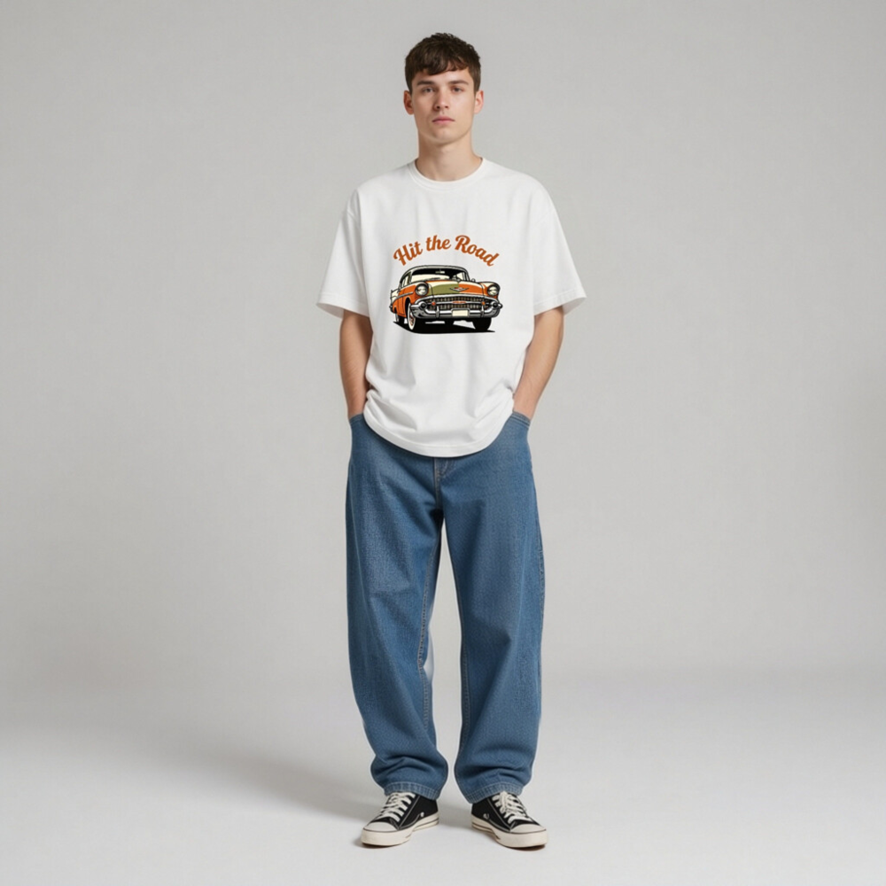 Unisex Staple T-Shirt - Hit the Road Classic Car Graphic Tee - Image 6
