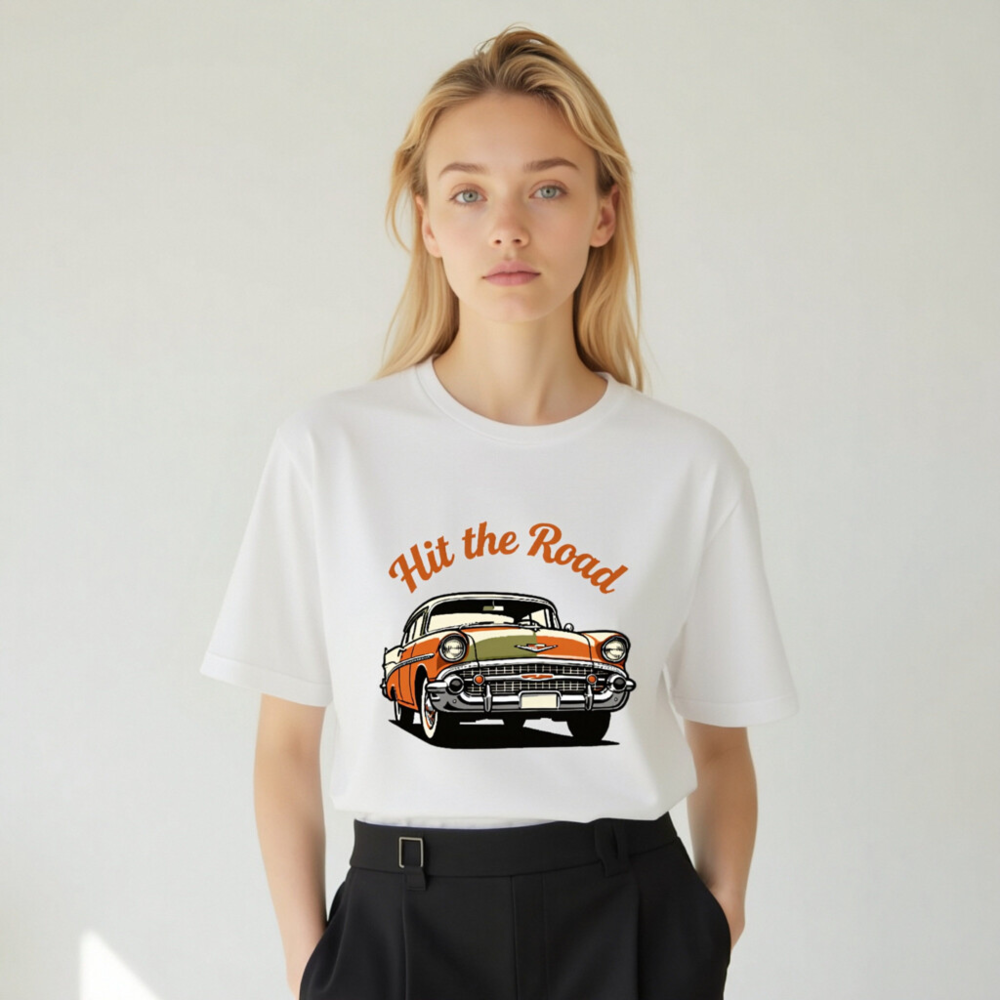 Unisex Staple T-Shirt - Hit the Road Classic Car Graphic Tee - Image 7