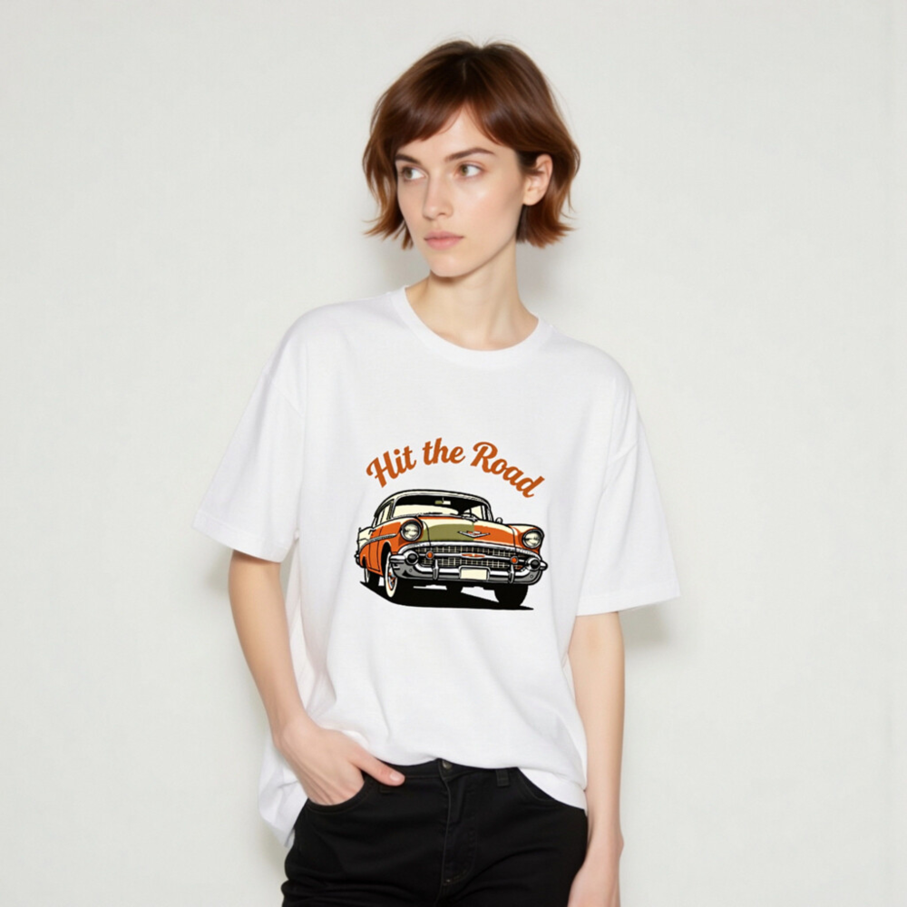 Unisex Staple T-Shirt - Hit the Road Classic Car Graphic Tee - Image 8