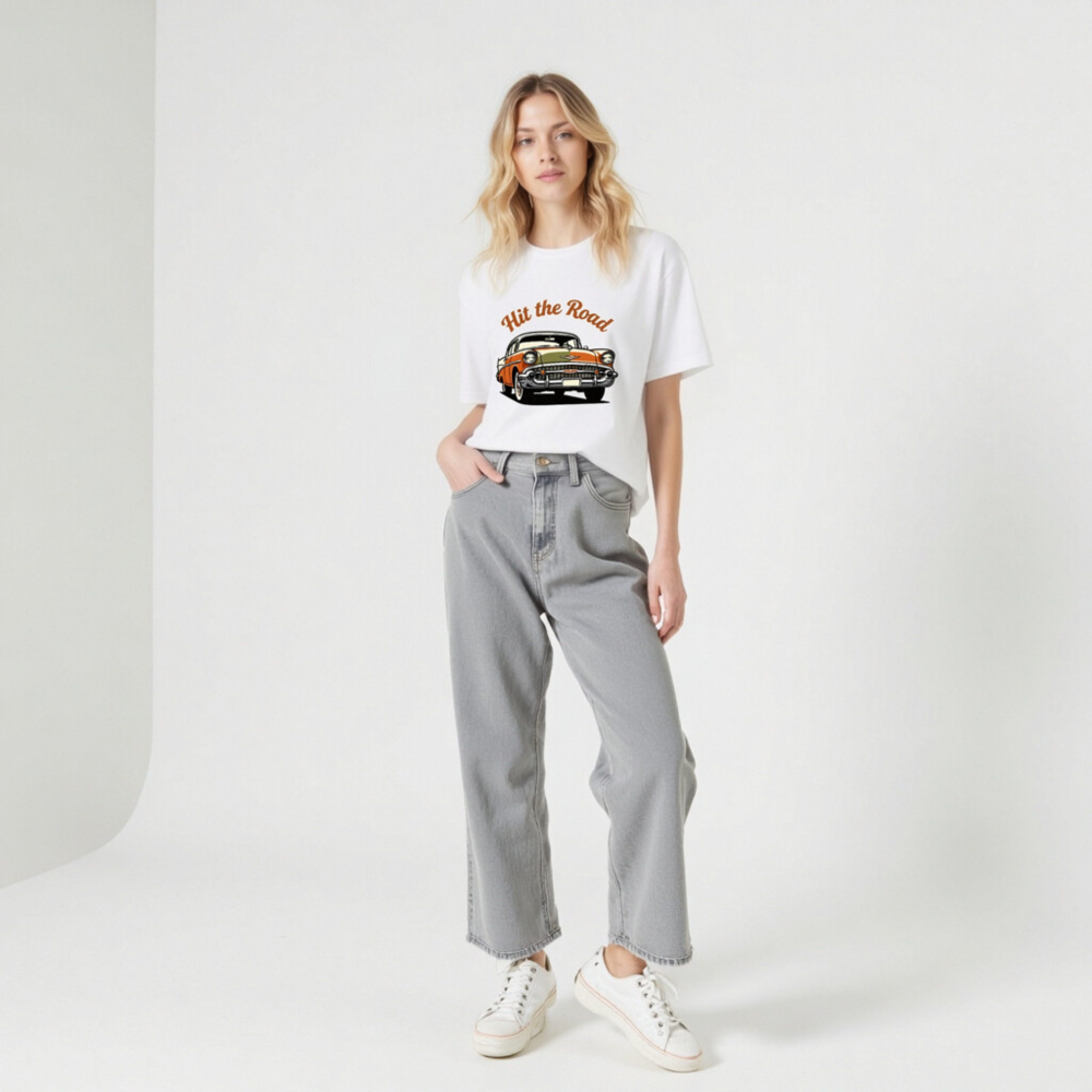 Unisex Staple T-Shirt - Hit the Road Classic Car Graphic Tee - Image 9