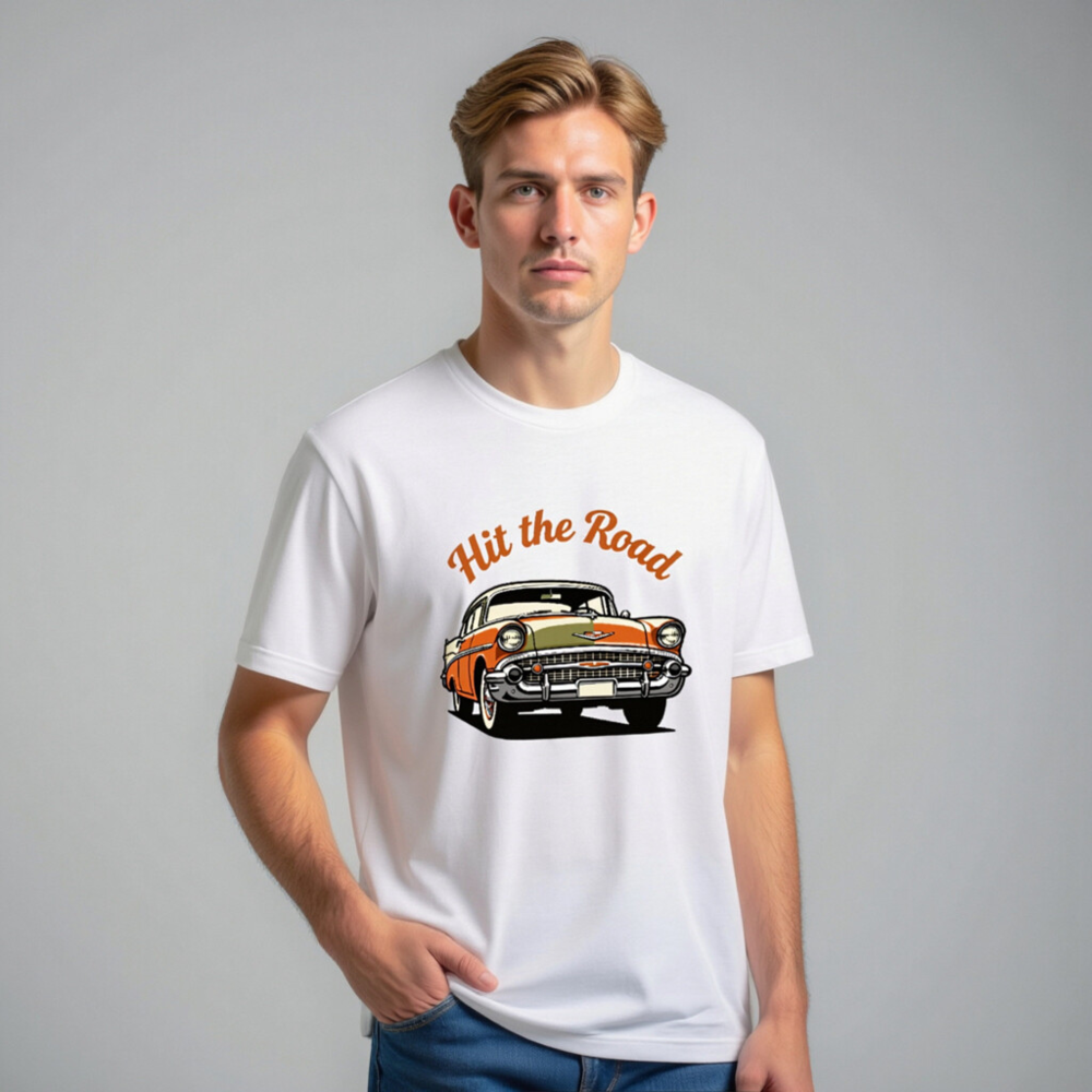 Unisex Staple T-Shirt - Hit the Road Classic Car Graphic Tee - Image 10