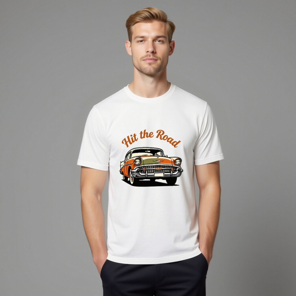 Unisex Staple T-Shirt - Hit the Road Classic Car Graphic Tee - Image 11
