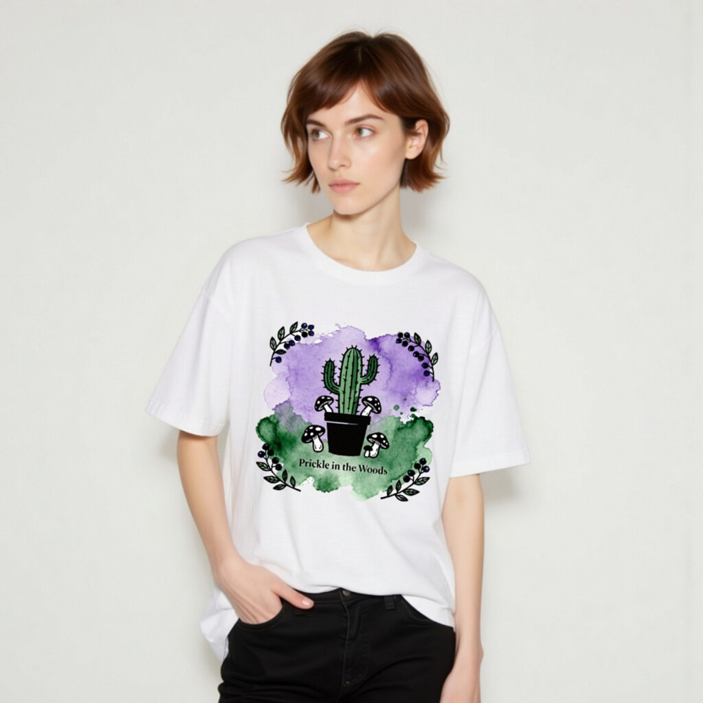 Prickle in the Woods Unisex Staple T-Shirt | Cactus & Mushrooms Watercolor Design - Image 8