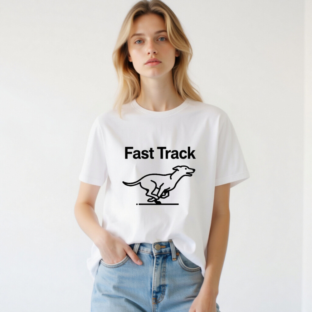 Fast Track Unisex Staple T-Shirt - Classic White Graphic Tee for Men & Women - Image 3