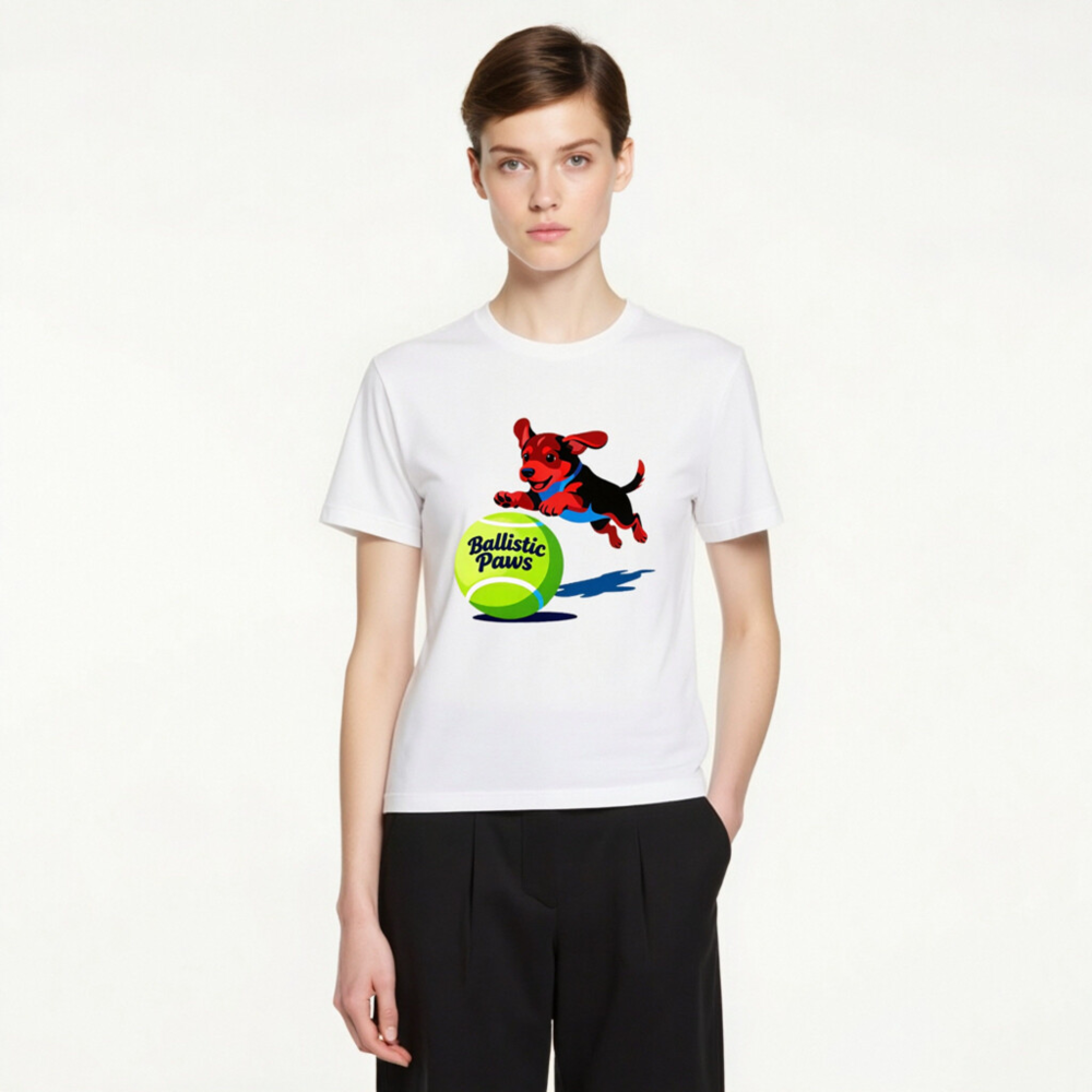 Ballistic Paws Unisex T-Shirt - Fun Dog & Tennis Ball Graphic, Comfort Fit - Image 4